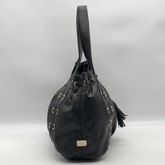 Michael Kors Black Leather Astor Grommet Shoulder Bag - Picture 4 of 10